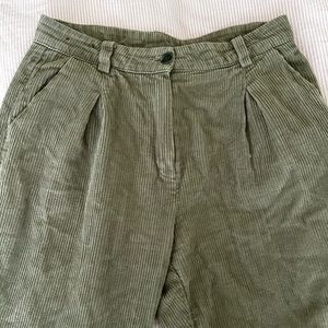 Khaki corduroy trousers straight leg